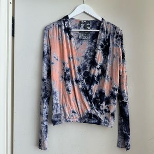 Young Fabulous & Broke Tie Dye Surplice Long Sleeve Top